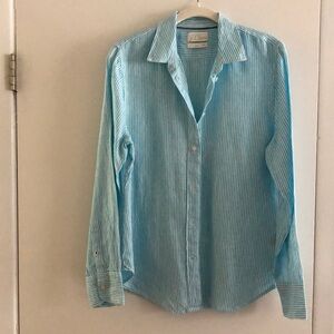 J. Crew Blue Button Down Shirt with Notched Collar and Long Sleeves